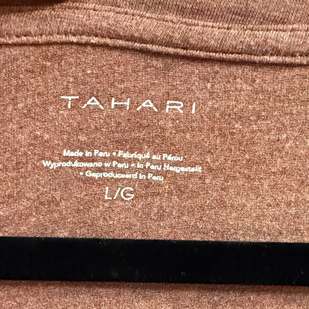 Tahari Long Sleeve V-Neck Top in Warm Brown - Picture 2 of 5